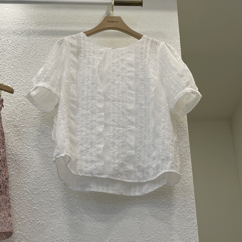 SYMPHONY東大門直郵女裝新品熱賣25春夏人氣襯衫蕾絲衫荷葉邊SYMPHONY襯衫/蕾絲衫