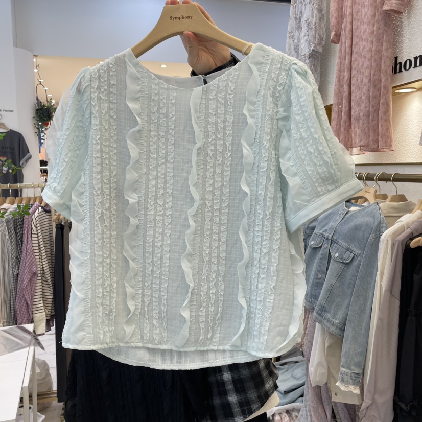 SYMPHONY東大門直郵女裝新品熱賣25春夏人氣襯衫蕾絲衫荷葉邊SYMPHONY襯衫/蕾絲衫圖色2