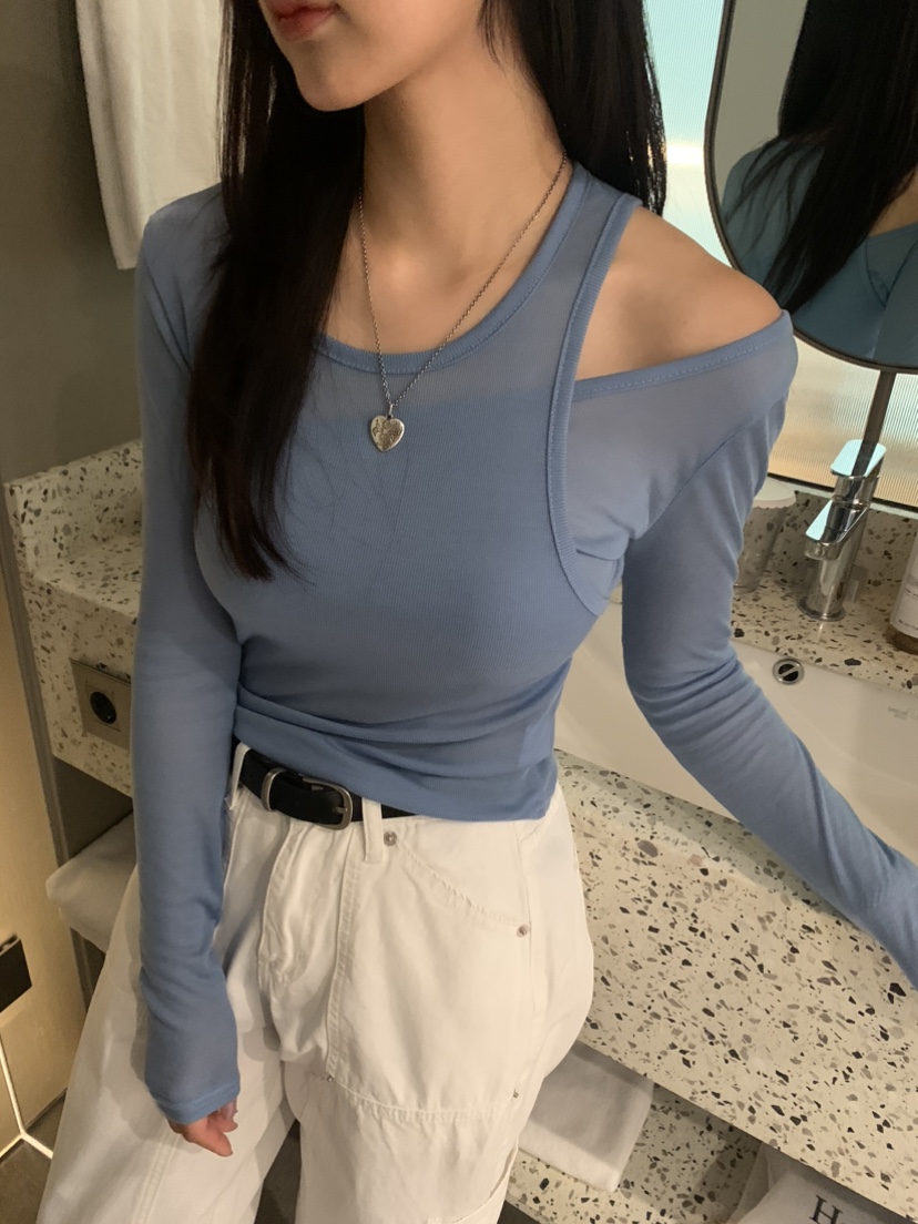BADCALM東大門實拍女裝新品休閑推薦人氣職業長袖T恤天絲雙層BADCALM長袖T恤