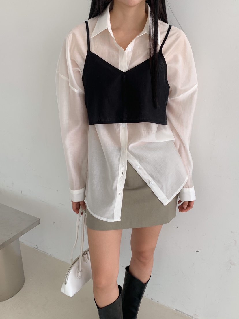 ROUGH東大門代購女裝新品職業時尚25春夏休閑吊帶背心歐根紗ROUGH吊帶/背心
