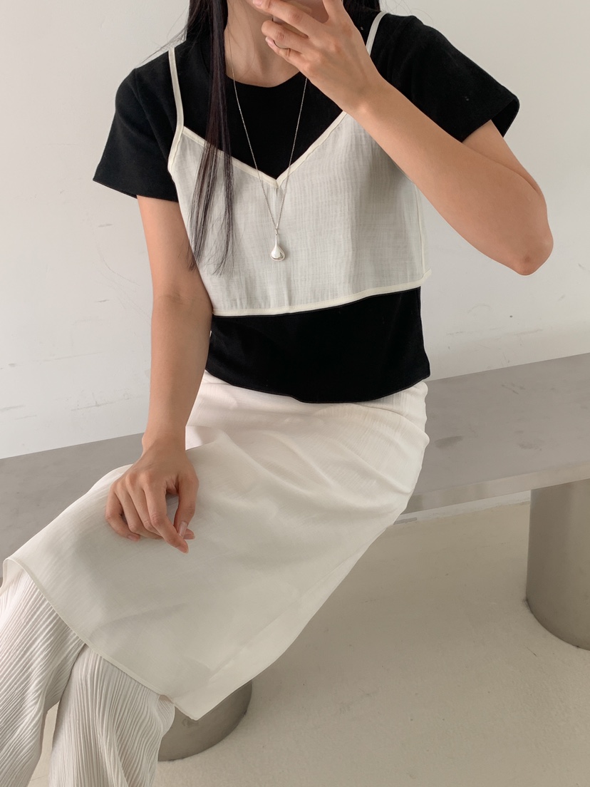 ROUGH東大門代購女裝新品職業時尚25春夏休閑吊帶背心歐根紗ROUGH吊帶/背心