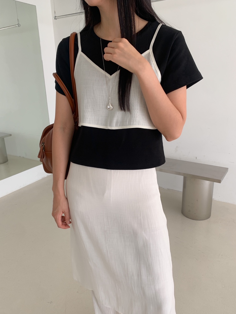 ROUGH東大門代購女裝新品職業時尚25春夏休閑吊帶背心歐根紗ROUGH吊帶/背心