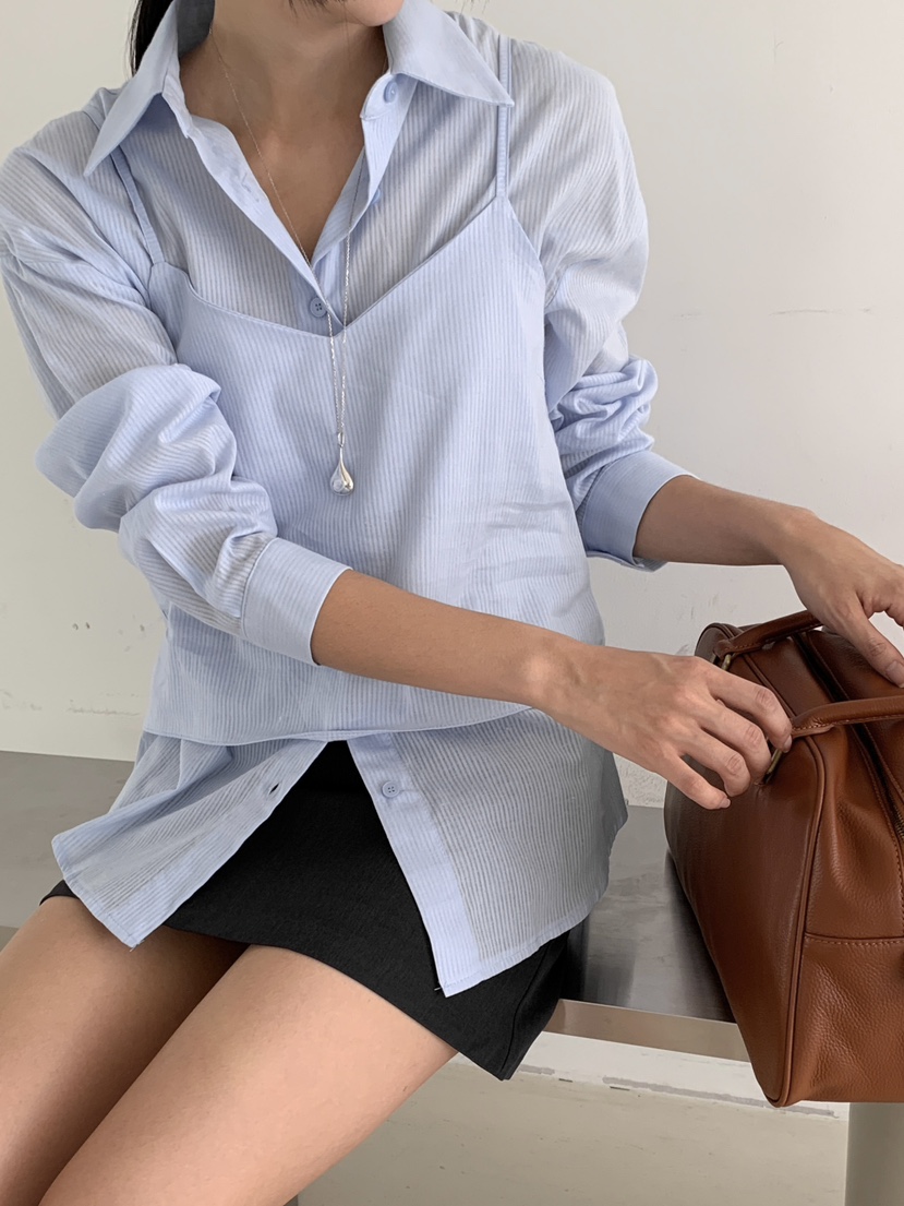 ROUGH韓國直郵女士新品時尚休閑真品熱賣人氣25春夏襯衫蕾絲衫ROUGH襯衫/蕾絲衫