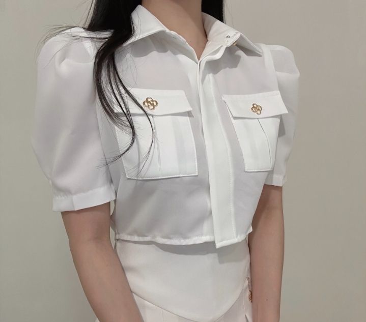 火Ⅱ-화투-T韓國直郵女裝新款休閑熱賣推薦職業襯衫蕾絲衫火Ⅱ襯衫/蕾絲衫
