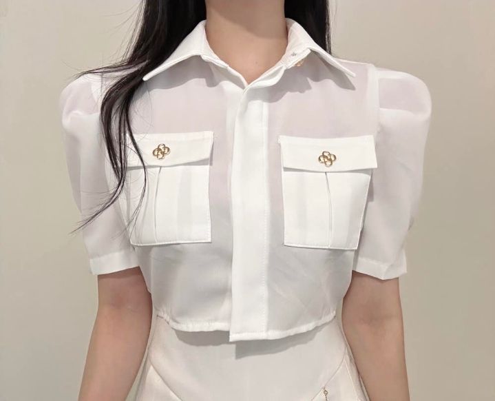 火Ⅱ-화투-T韓國直郵女裝新款休閑熱賣推薦職業襯衫蕾絲衫火Ⅱ襯衫/蕾絲衫