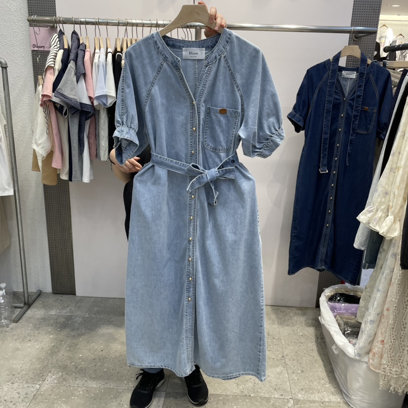 BLOOM東大門實拍女士新品人氣25春夏真品推薦熱賣連衣裙含腰帶BLOOM-Q連衣裙