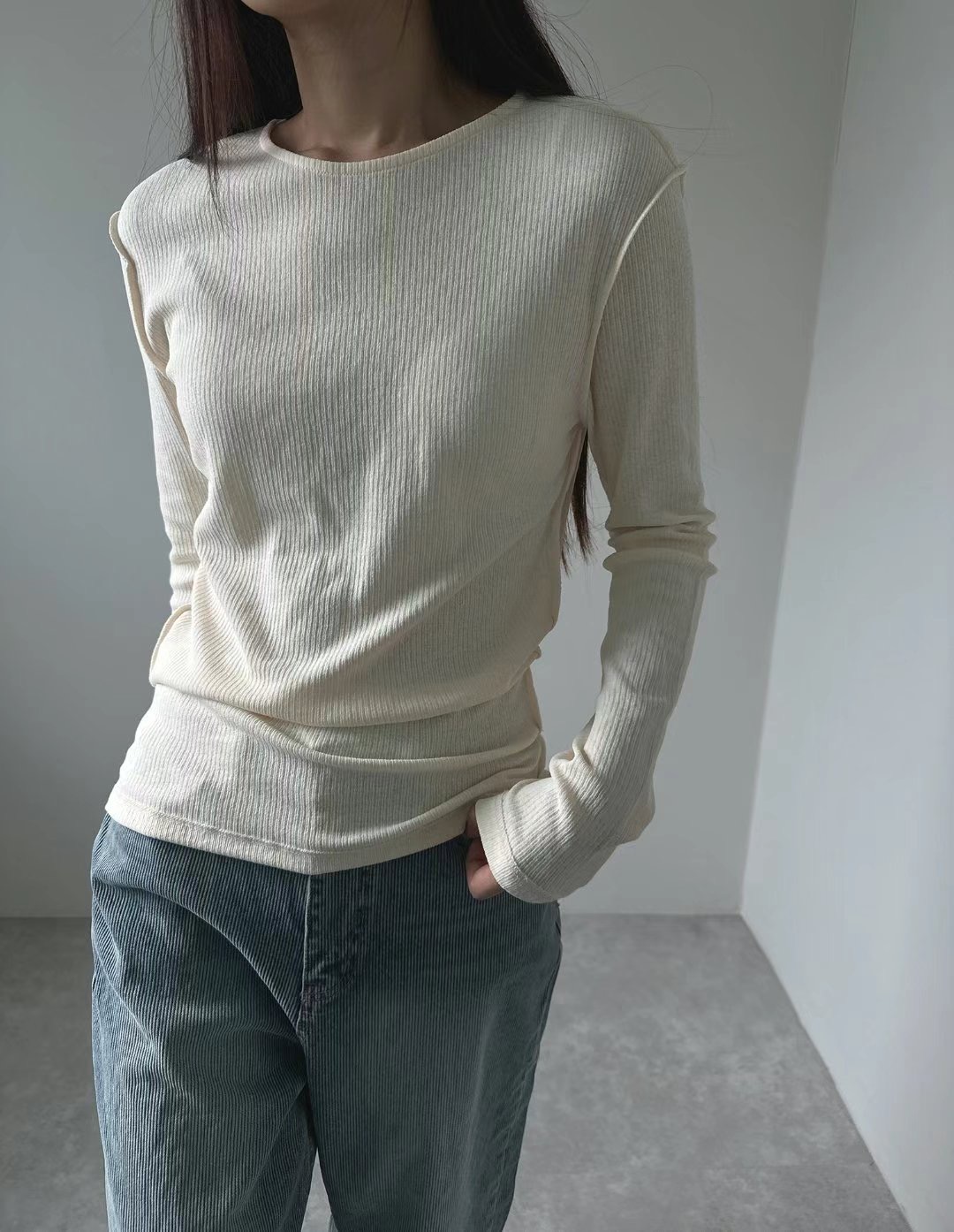 UNENE-OT東大門直郵女士新款25春夏時尚休閑職業推薦長袖T恤UNENE長袖T恤
