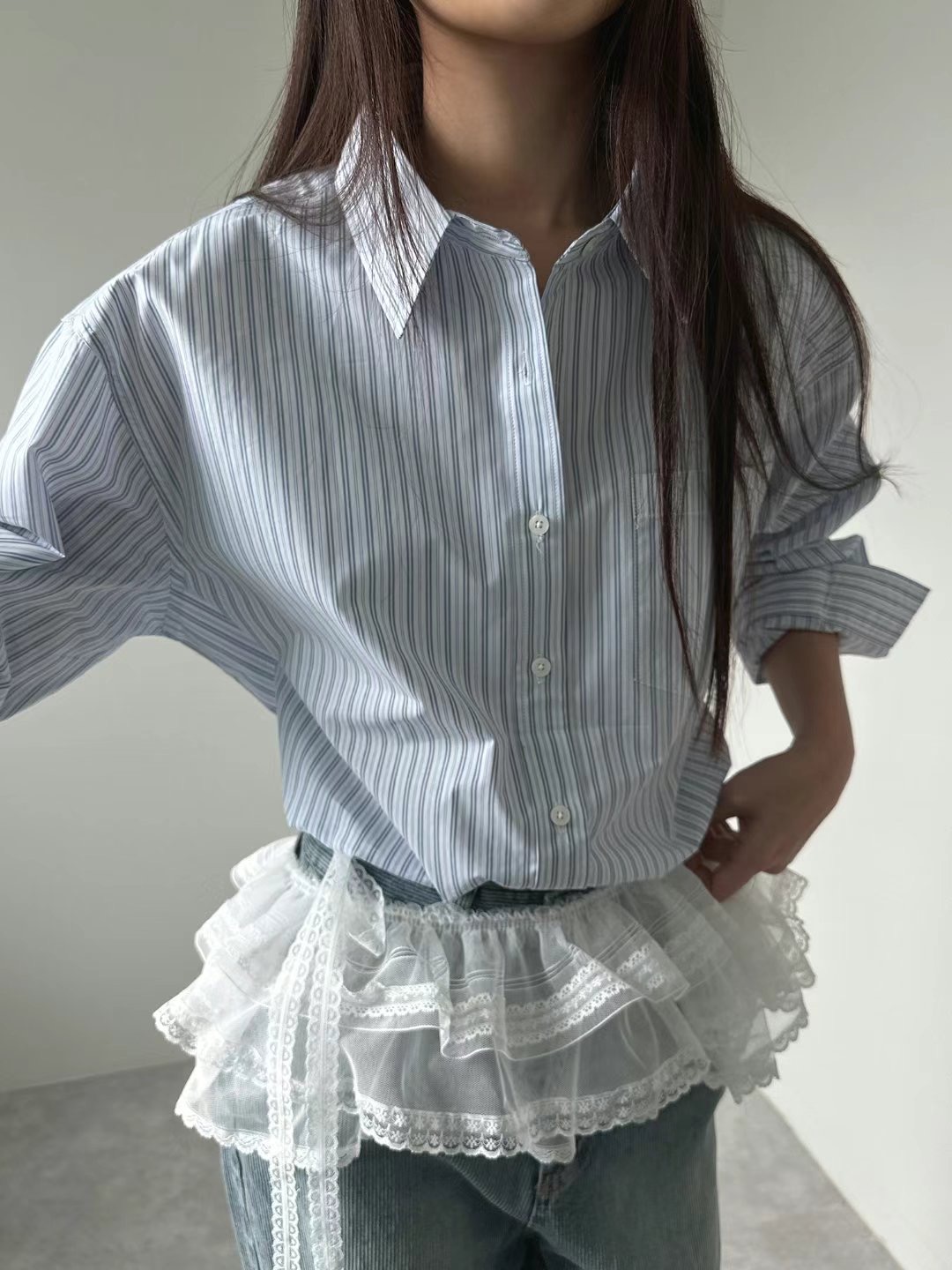 UNENE-OT東大門實拍女裝新款熱賣時尚真品25春夏襯衫蕾絲衫UNENE襯衫/蕾絲衫
