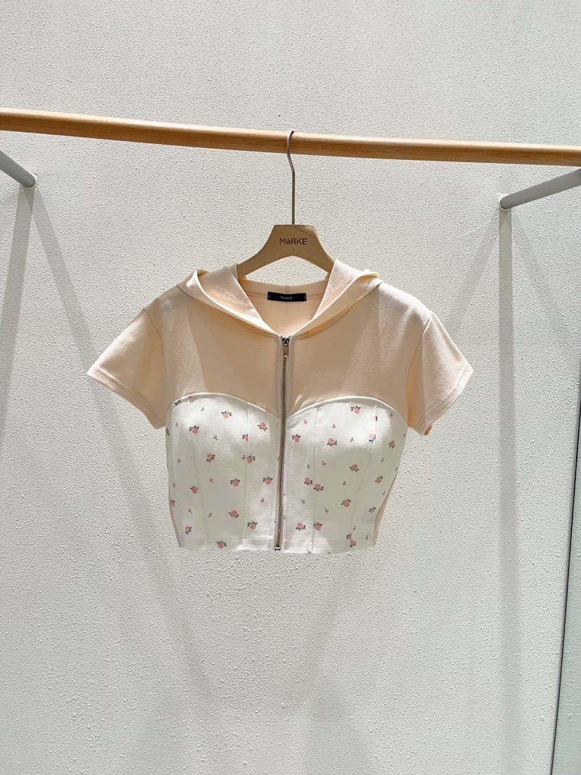 MARKE-P韓國直郵女裝新品熱賣時尚25春夏推薦真品職業T恤拉鏈MARKE-PT恤