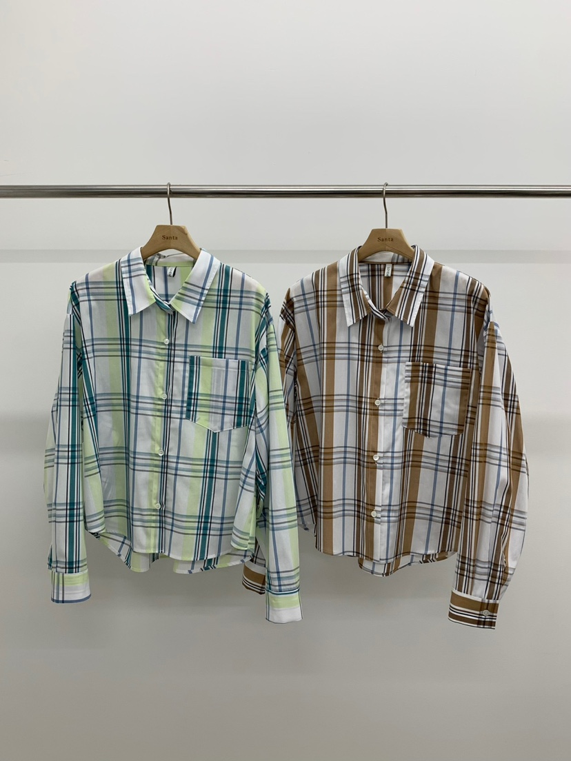 LOVE MY SANTA直郵韓國代購㊣女裝新品25春夏襯衫蕾絲衫格紋Santa/LOVE MY SANTA襯衫/蕾絲衫