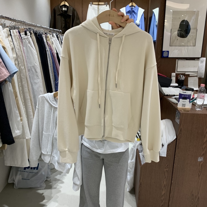 ALATE直郵韓國代購㊣女裝新款時尚職業25春夏熱賣衛衣拉鏈兜帽LEGACY衛衣圖色2