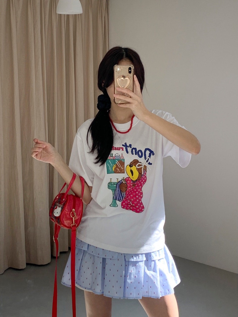 MAISONDEGLORY直郵韓國代購㊣女裝新品熱賣25春夏休閑T恤小熊MAISON DE GLORYT恤