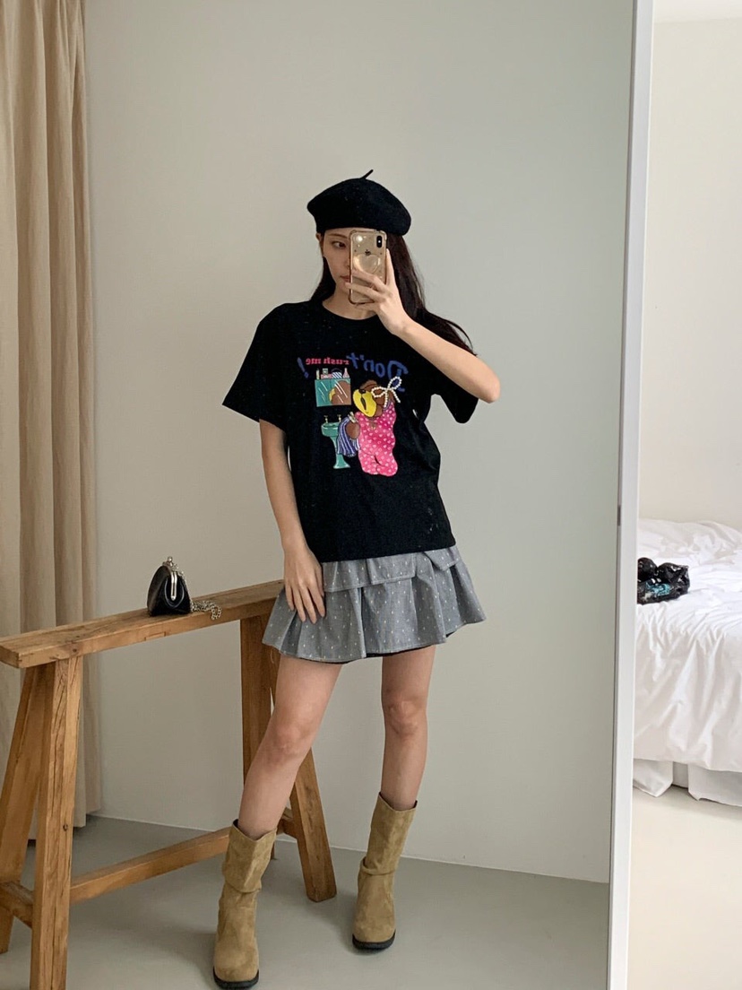 MAISONDEGLORY直郵韓國代購㊣女裝新品熱賣25春夏休閑T恤小熊MAISON DE GLORYT恤