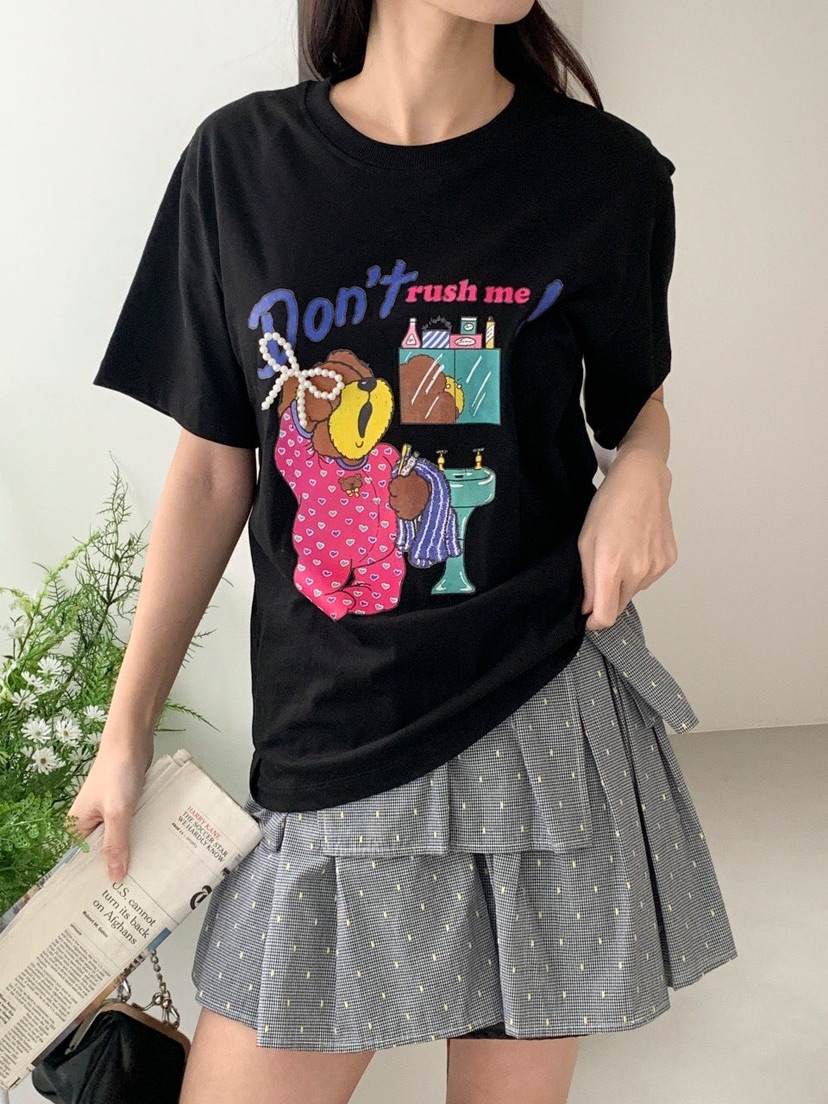 MAISONDEGLORY直郵韓國代購㊣女裝新品熱賣25春夏休閑T恤小熊MAISON DE GLORYT恤