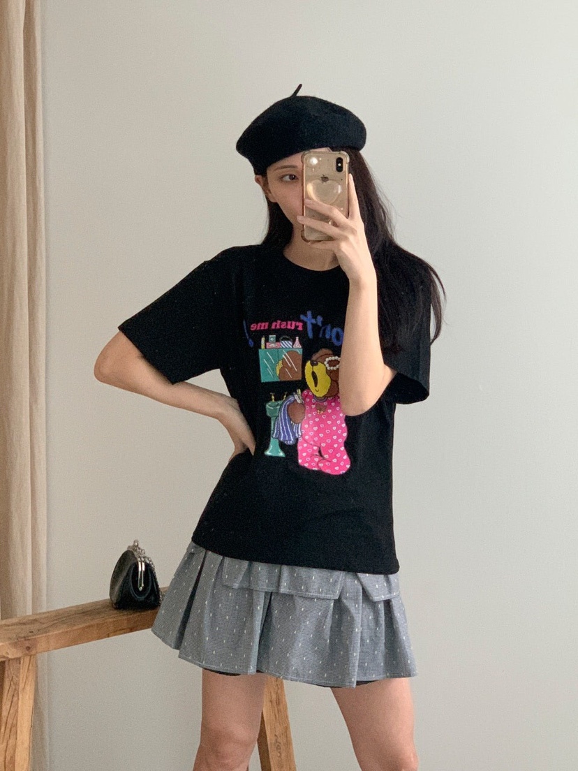 MAISONDEGLORY直郵韓國代購㊣女裝新品熱賣25春夏休閑T恤小熊MAISON DE GLORYT恤