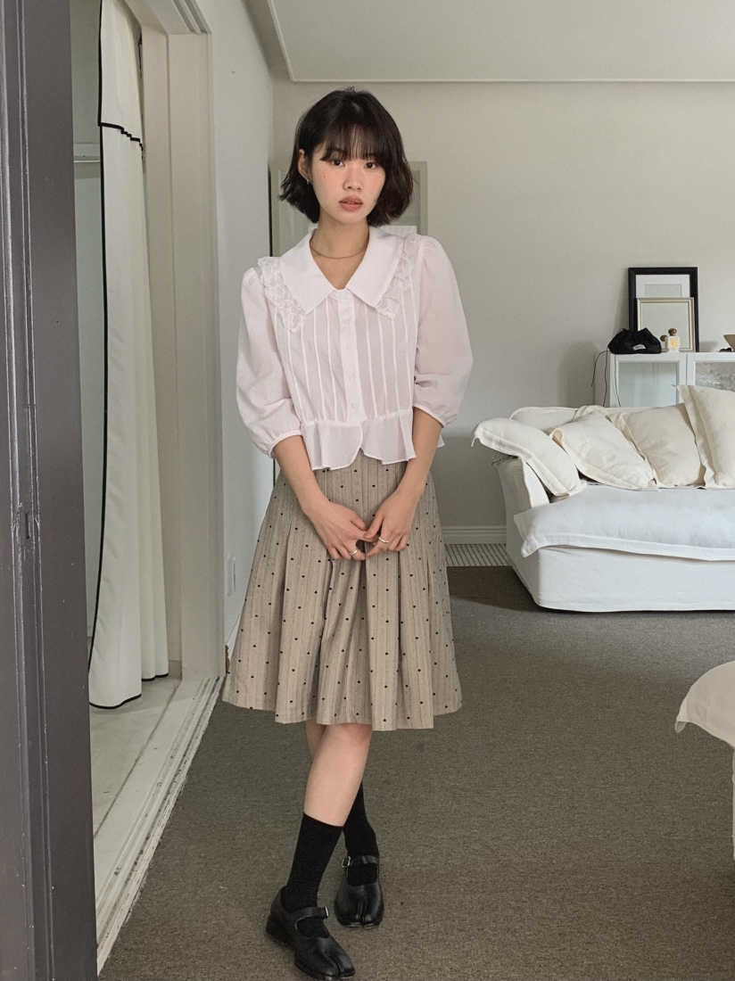 SLAT韓國直郵㊣女裝新品時尚人氣推薦25春夏休閑襯衫蕾絲衫SLAT襯衫/蕾絲衫