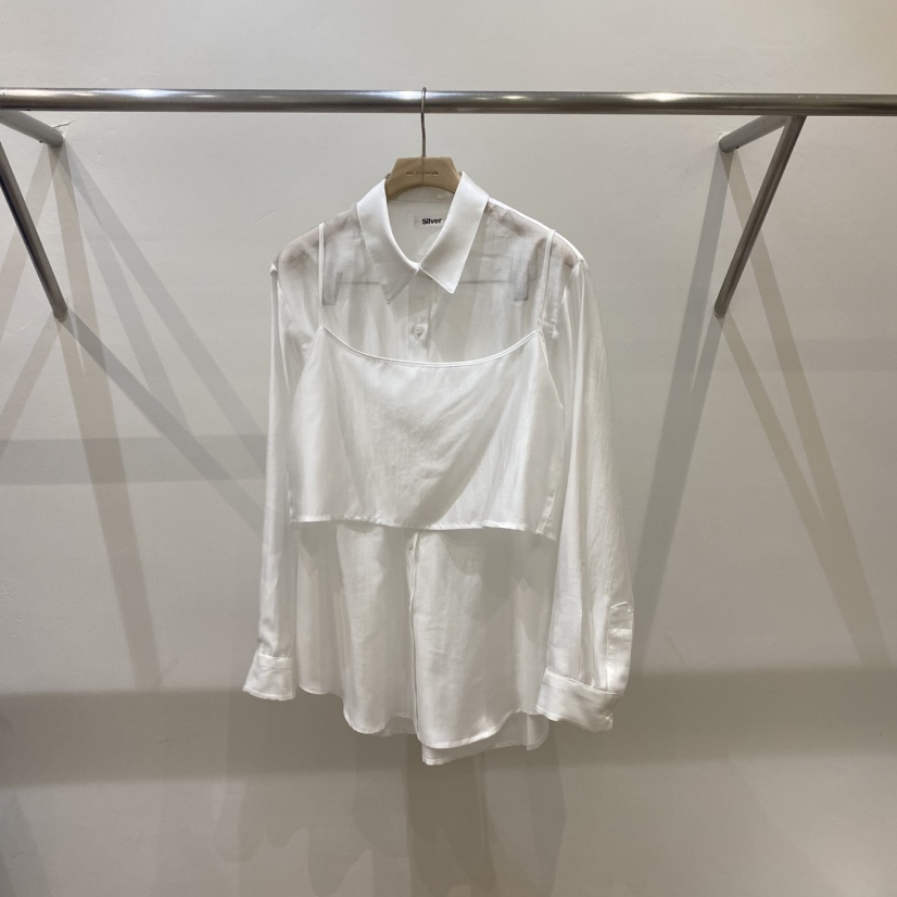 SILVER韓國㊣直郵東大門代購女裝新品推薦時尚職業襯衫蕾絲衫SILVER襯衫/蕾絲衫圖色1