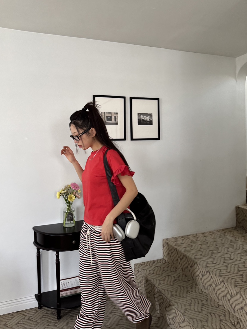 SUNDER MARKET韓國直郵㊣女裝新品人氣25春夏熱賣T恤荷葉邊SUNDER MARKETT恤