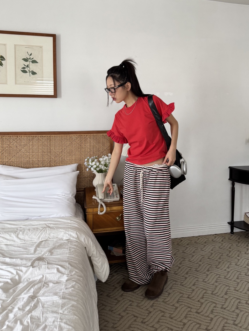 SUNDER MARKET韓國直郵㊣女裝新品人氣25春夏熱賣T恤荷葉邊SUNDER MARKETT恤