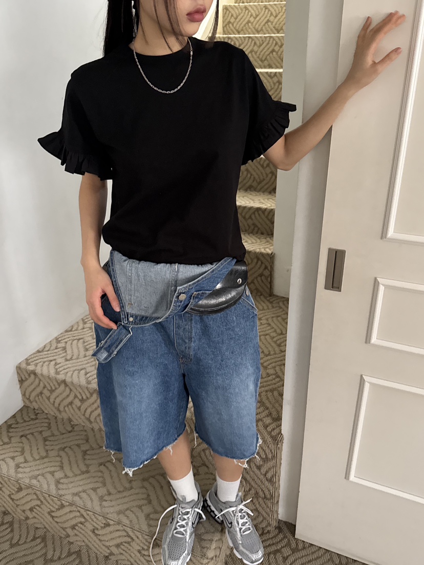 SUNDER MARKET韓國直郵㊣女裝新品人氣25春夏熱賣T恤荷葉邊SUNDER MARKETT恤