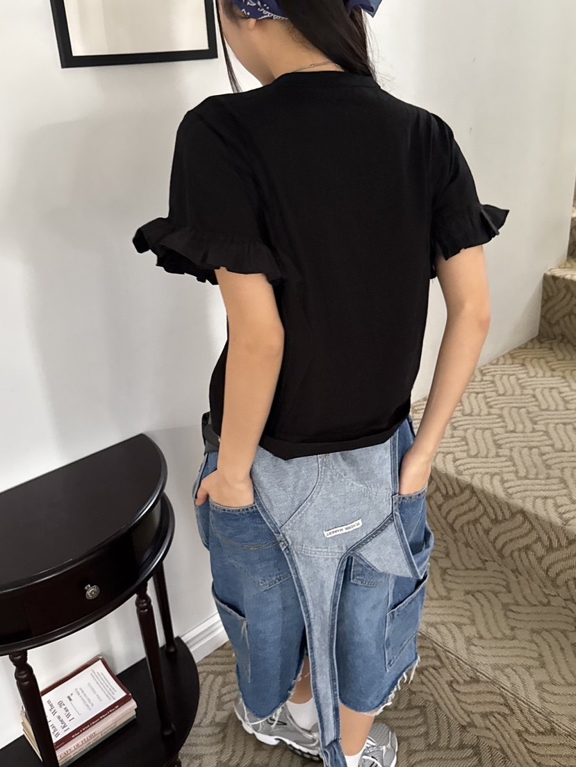 SUNDER MARKET韓國直郵㊣女裝新品人氣25春夏熱賣T恤荷葉邊SUNDER MARKETT恤