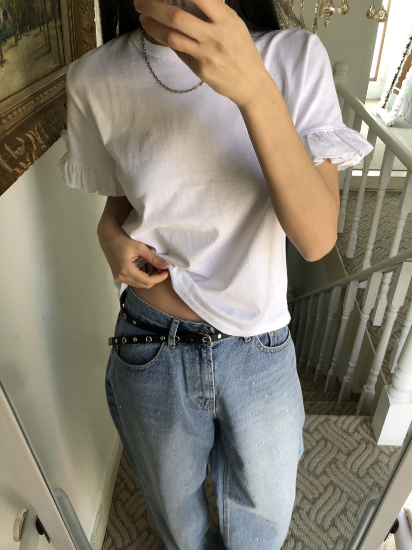 SUNDER MARKET韓國直郵㊣女裝新品人氣25春夏熱賣T恤荷葉邊SUNDER MARKETT恤