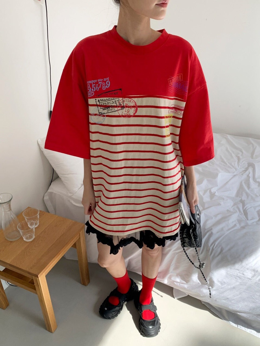 MAISONDEGLORY韓國㊣直郵東大門代購女裝新品熱賣推薦T恤條紋MAISON DE GLORYT恤