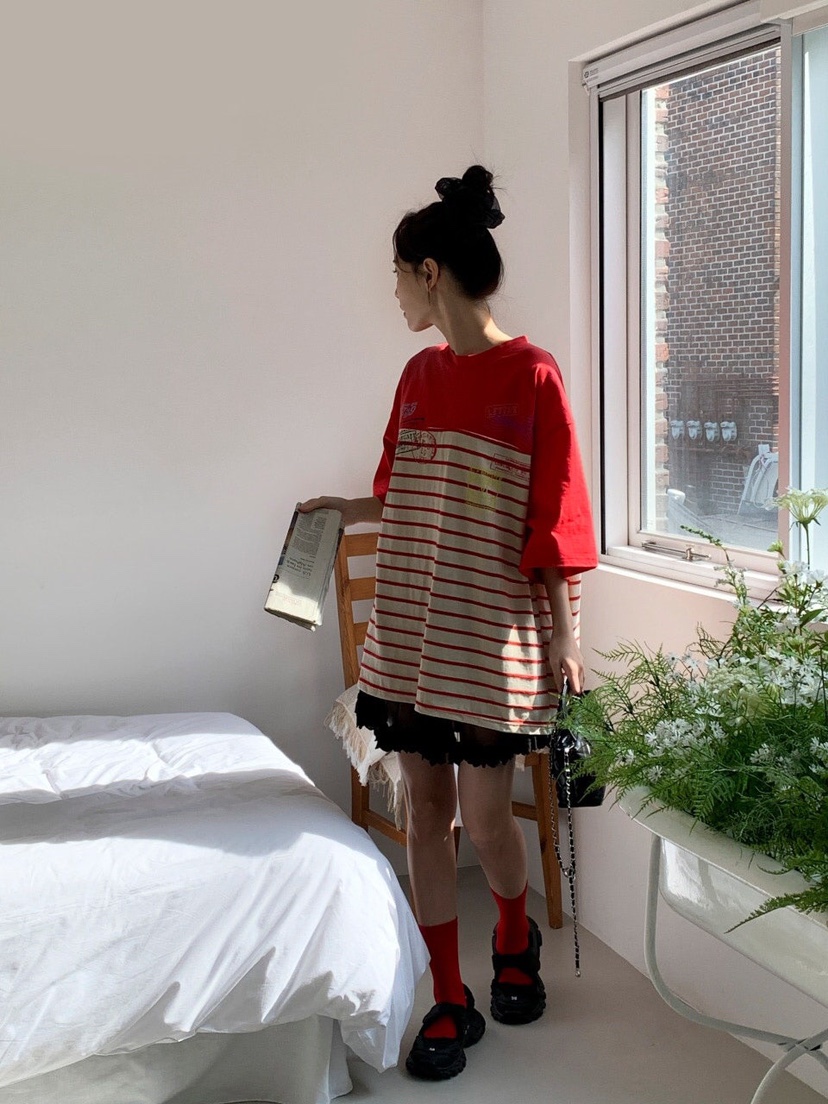 MAISONDEGLORY韓國㊣直郵東大門代購女裝新品熱賣推薦T恤條紋MAISON DE GLORYT恤