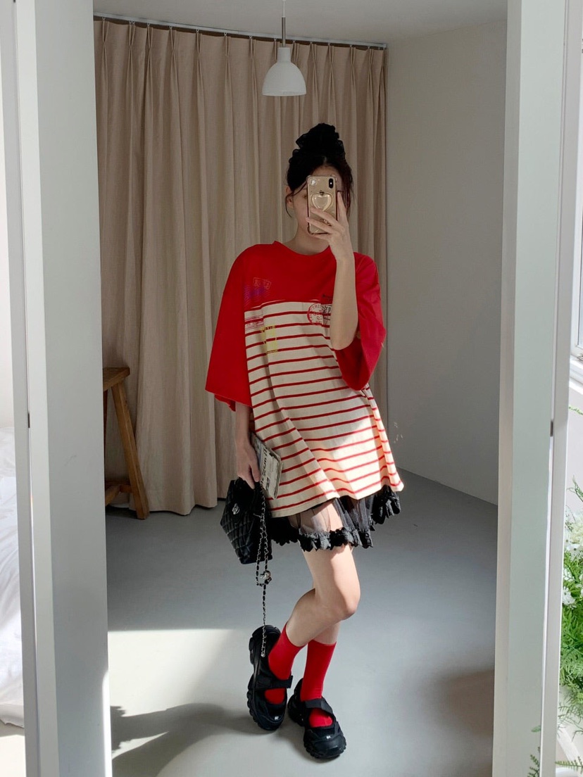 MAISONDEGLORY韓國㊣直郵東大門代購女裝新品熱賣推薦T恤條紋MAISON DE GLORYT恤