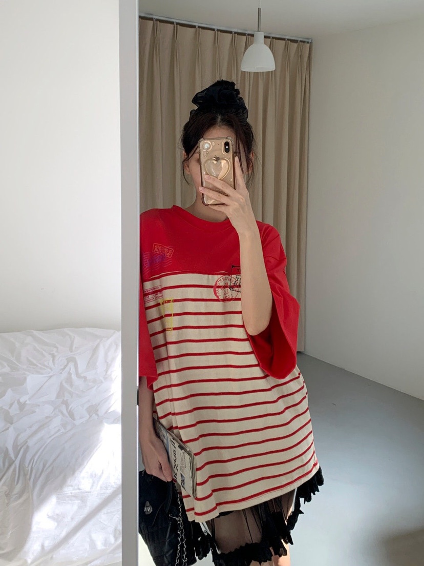 MAISONDEGLORY韓國㊣直郵東大門代購女裝新品熱賣推薦T恤條紋MAISON DE GLORYT恤
