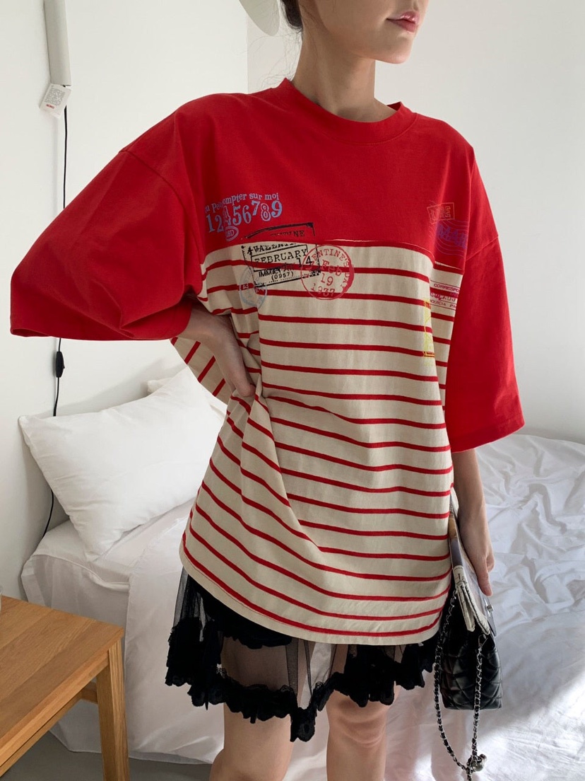 MAISONDEGLORY韓國㊣直郵東大門代購女裝新品熱賣推薦T恤條紋MAISON DE GLORYT恤