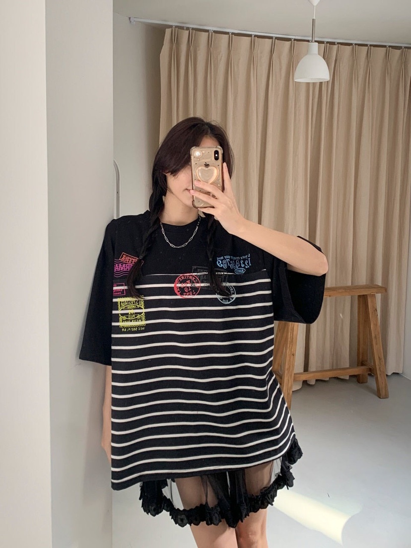 MAISONDEGLORY韓國㊣直郵東大門代購女裝新品熱賣推薦T恤條紋MAISON DE GLORYT恤圖色3
