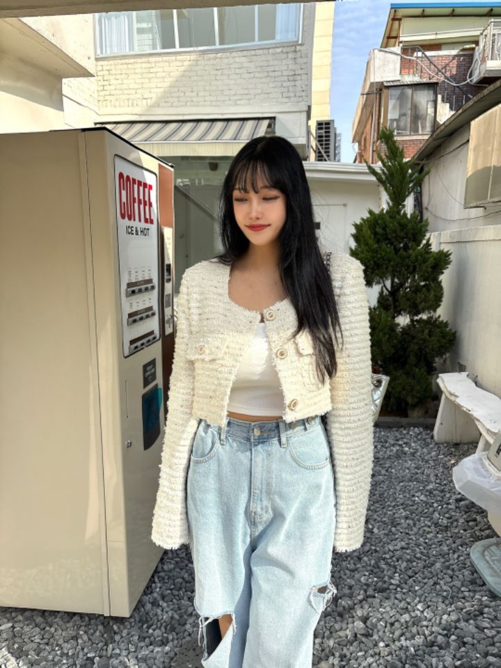 mars韓國直郵女裝新品職業休閑25春夏推薦真品時尚夾克粗花呢mars夾克