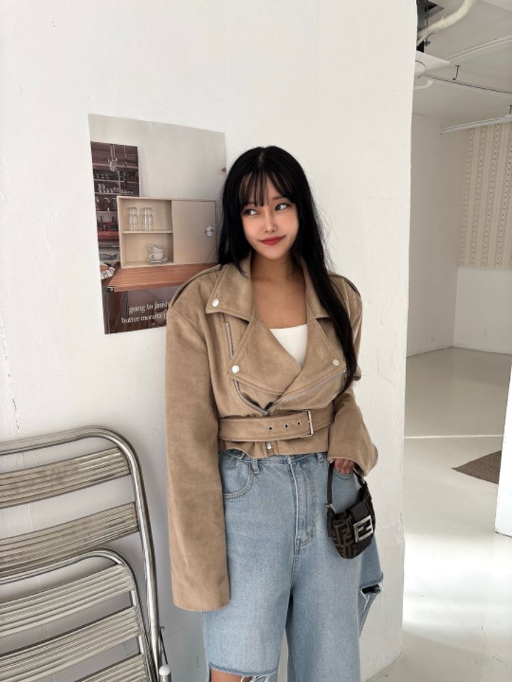 mars韓國直郵女裝新品真品25春夏熱賣推薦夾克含腰帶絨面革mars夾克