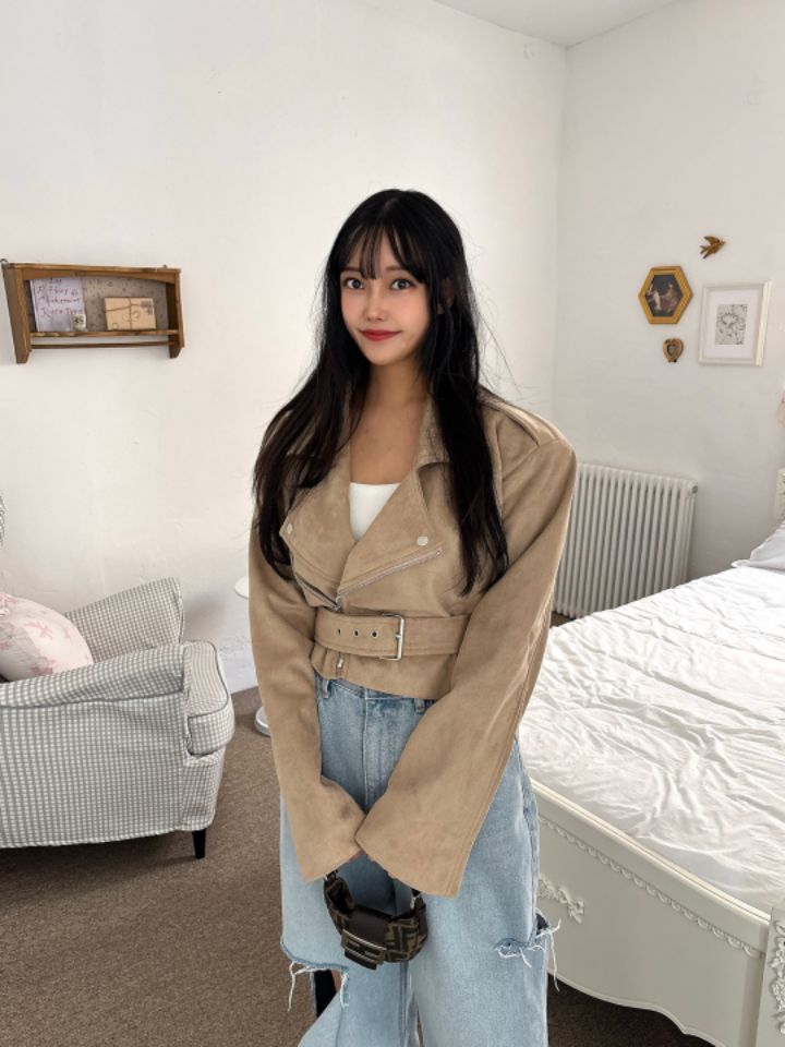mars韓國直郵女裝新品真品25春夏熱賣推薦夾克含腰帶絨面革mars夾克