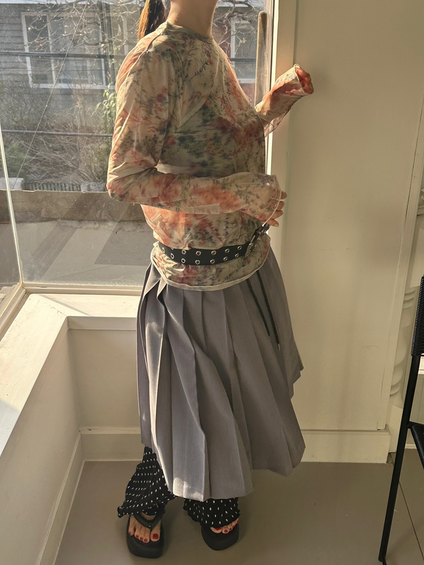 BYRING東大門代購女裝新款25春夏人氣真品半身裙中短裙百褶BYRING半身裙/中短裙