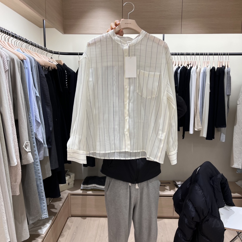 MEMOIRE東大門直郵女裝新品時尚人氣職業休閑襯衫蕾絲衫條紋MEMOIRE襯衫/蕾絲衫
