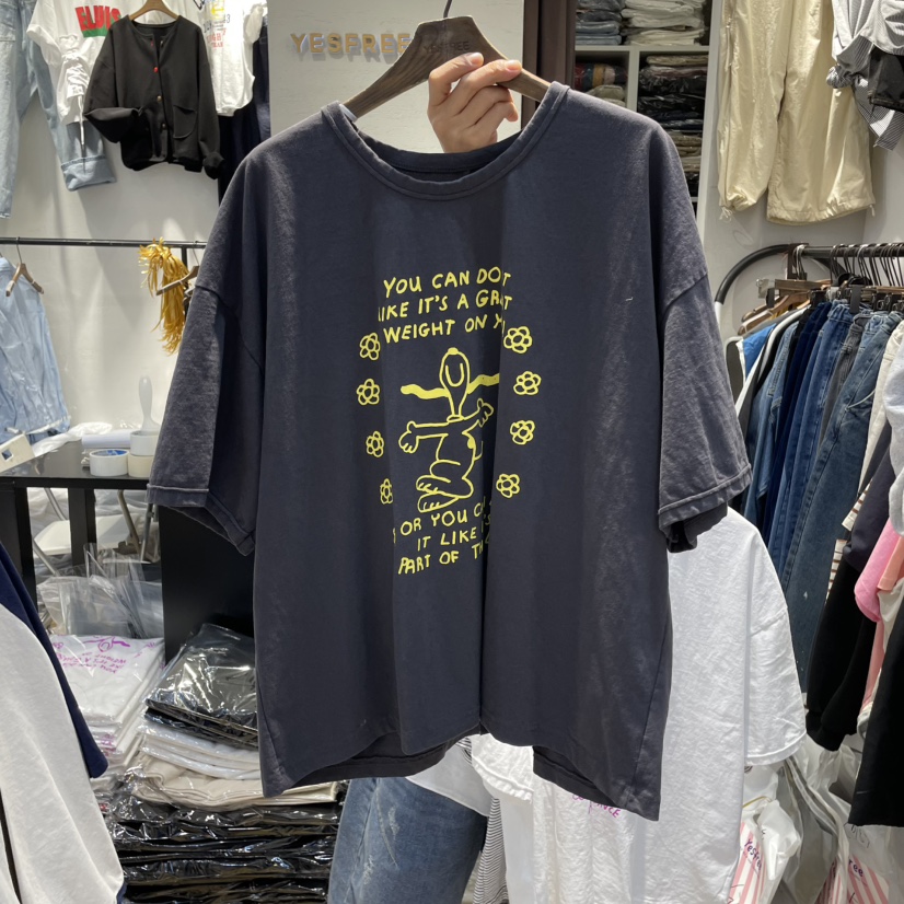 YESFREE韓國代購女裝新款時尚真品職業休閑25春夏T恤史努比YESFREET恤圖色3