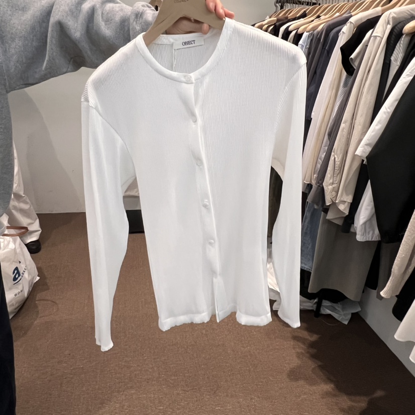 OBJECT韓國代購女裝新品熱賣時尚職業推薦25春夏襯衫蕾絲衫褶皺OBJECT襯衫/蕾絲衫圖色2