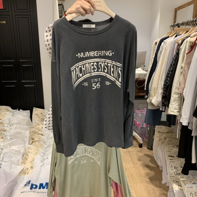 VENIR-a直郵韓國代購㊣女裝新品職業推薦時尚熱賣休閑長袖T恤VENIR-a長袖T恤圖色2