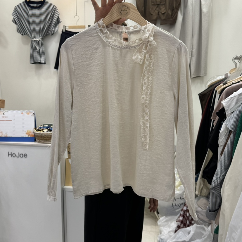 HOJAE韓國直郵㊣東大門實拍女裝新品25春夏熱賣時尚襯衫蕾絲衫MID-LEVEL JUMP襯衫/蕾絲衫圖色2