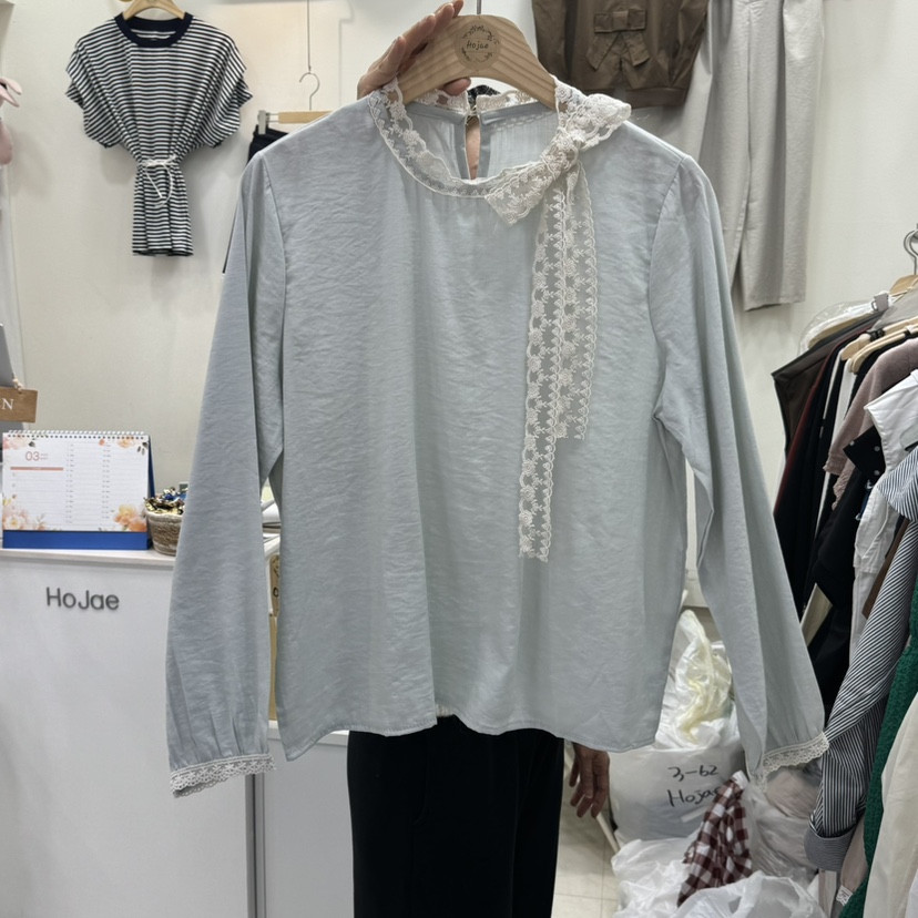 HOJAE韓國直郵㊣東大門實拍女裝新品25春夏熱賣時尚襯衫蕾絲衫MID-LEVEL JUMP襯衫/蕾絲衫圖色3