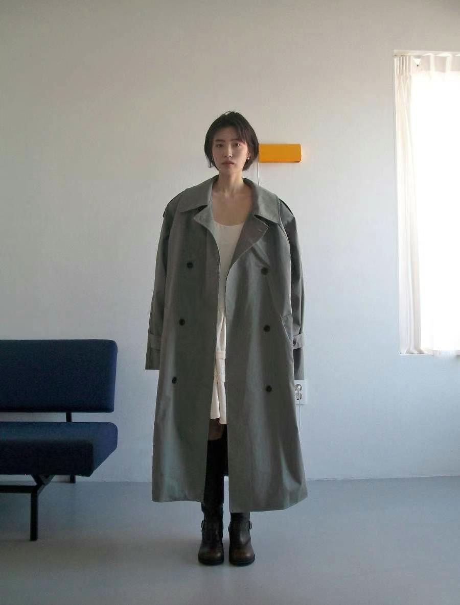 ANDYWARHOL韓國直郵㊣女裝新款職業人氣長款風衣含腰帶復古ANDYWARHOL長款風衣