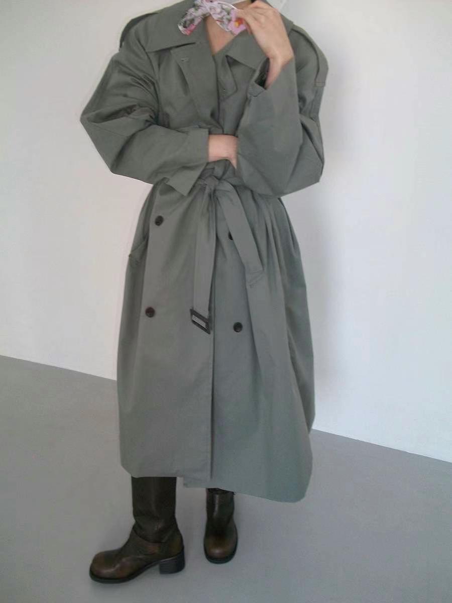 ANDYWARHOL韓國直郵㊣女裝新款職業人氣長款風衣含腰帶復古ANDYWARHOL長款風衣