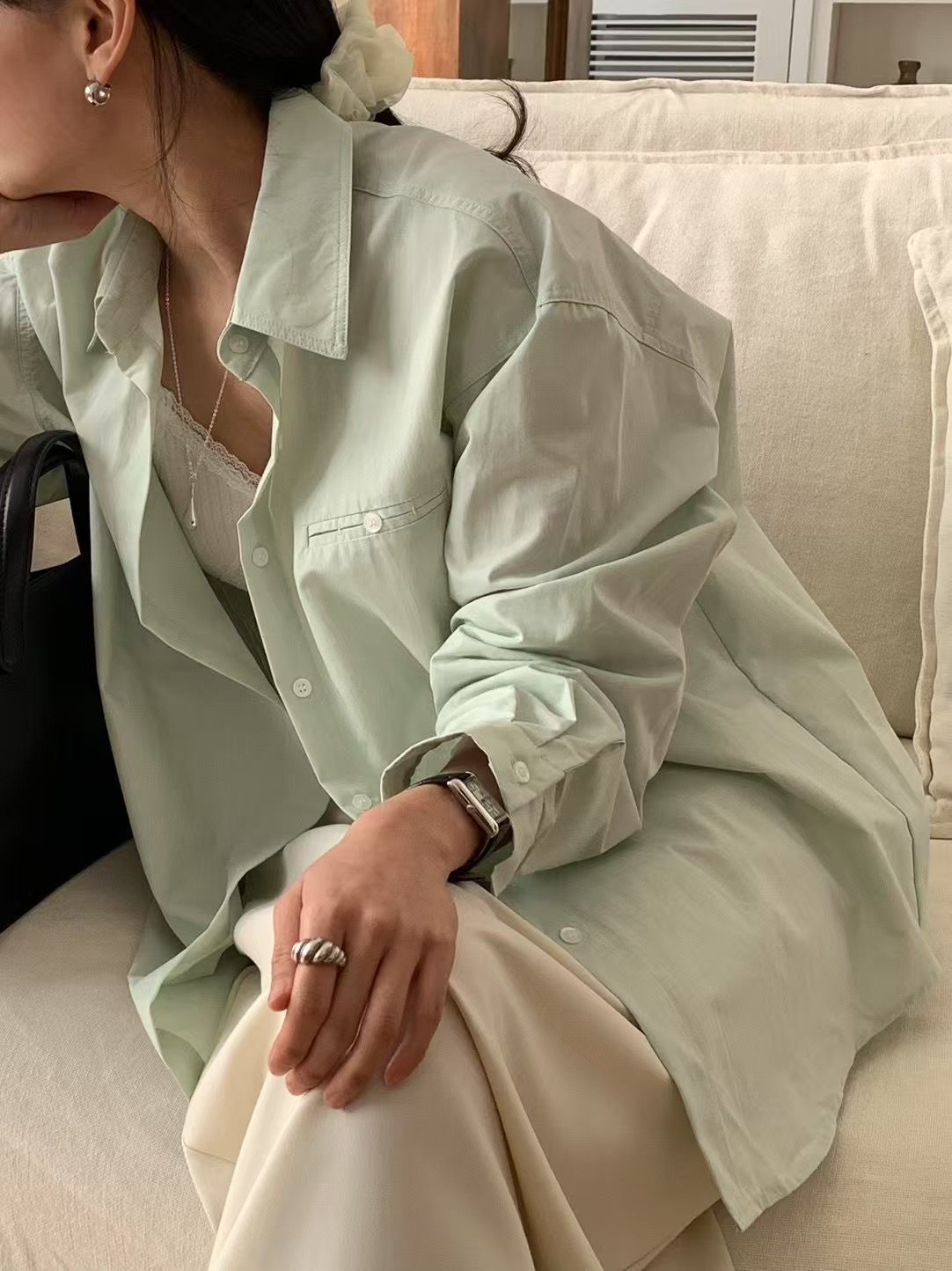 DAOWL韓國直郵㊣東大門實拍女裝新款職業休閑熱賣襯衫蕾絲衫NUFF襯衫/蕾絲衫