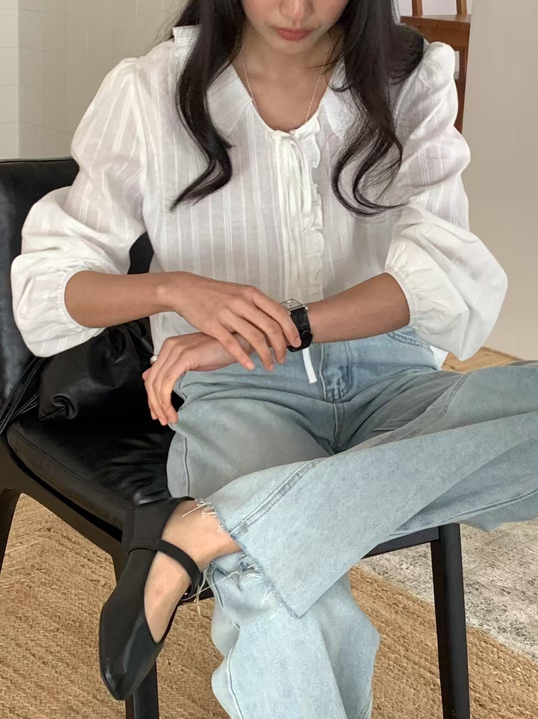 DAOWL韓國㊣直郵東大門代購女裝新款時尚休閑熱賣襯衫蕾絲衫NUFF襯衫/蕾絲衫