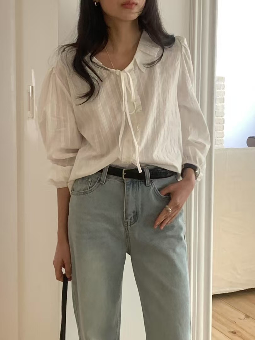 DAOWL韓國㊣直郵東大門代購女裝新款時尚休閑熱賣襯衫蕾絲衫NUFF襯衫/蕾絲衫