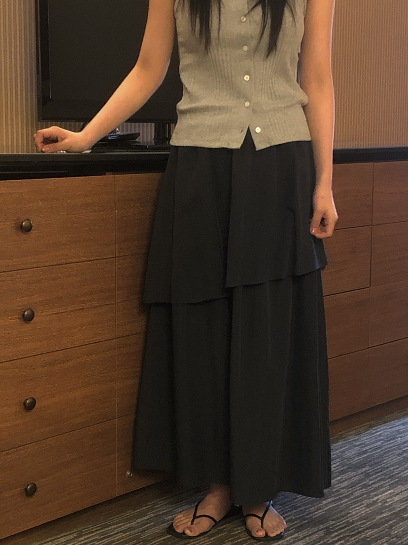ONDO-P韓國直郵㊣女裝新款時尚人氣職業熱賣休閑推薦長裙雙層ONDO-P長裙