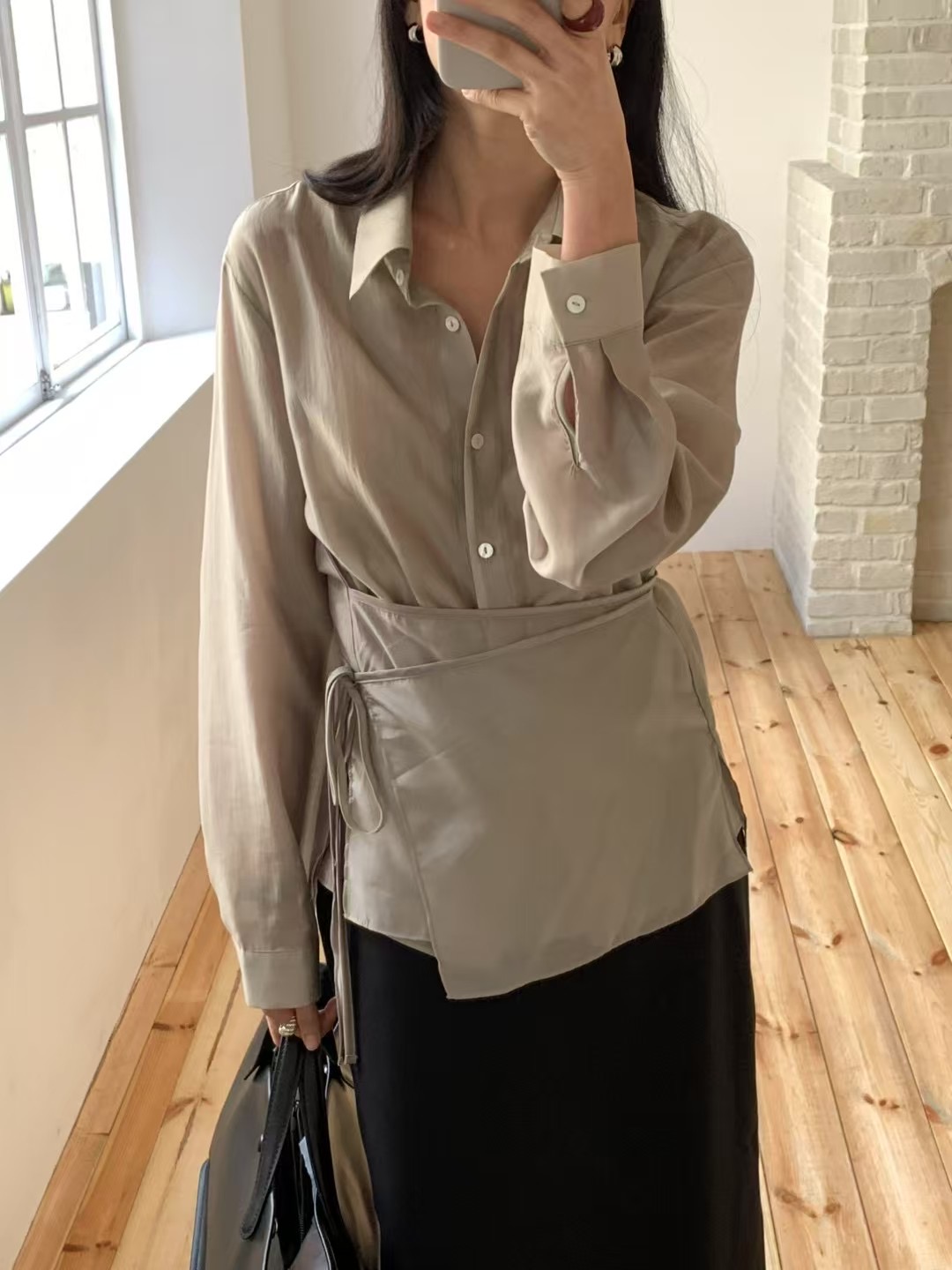 DAOWL韓國㊣直郵東大門代購女裝新款25春夏休閑時尚襯衫蕾絲衫NUFF襯衫/蕾絲衫