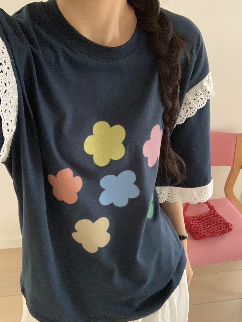 PARSLEY韓國㊣直郵東大門代購女裝新品推薦熱賣時尚T恤蕾絲花DazeT恤